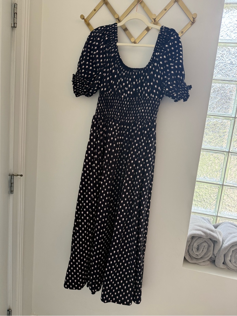 NOT FOR SALS Madewell Black Polka Dot Smocked Maxi Dress - Picture 2 of 6